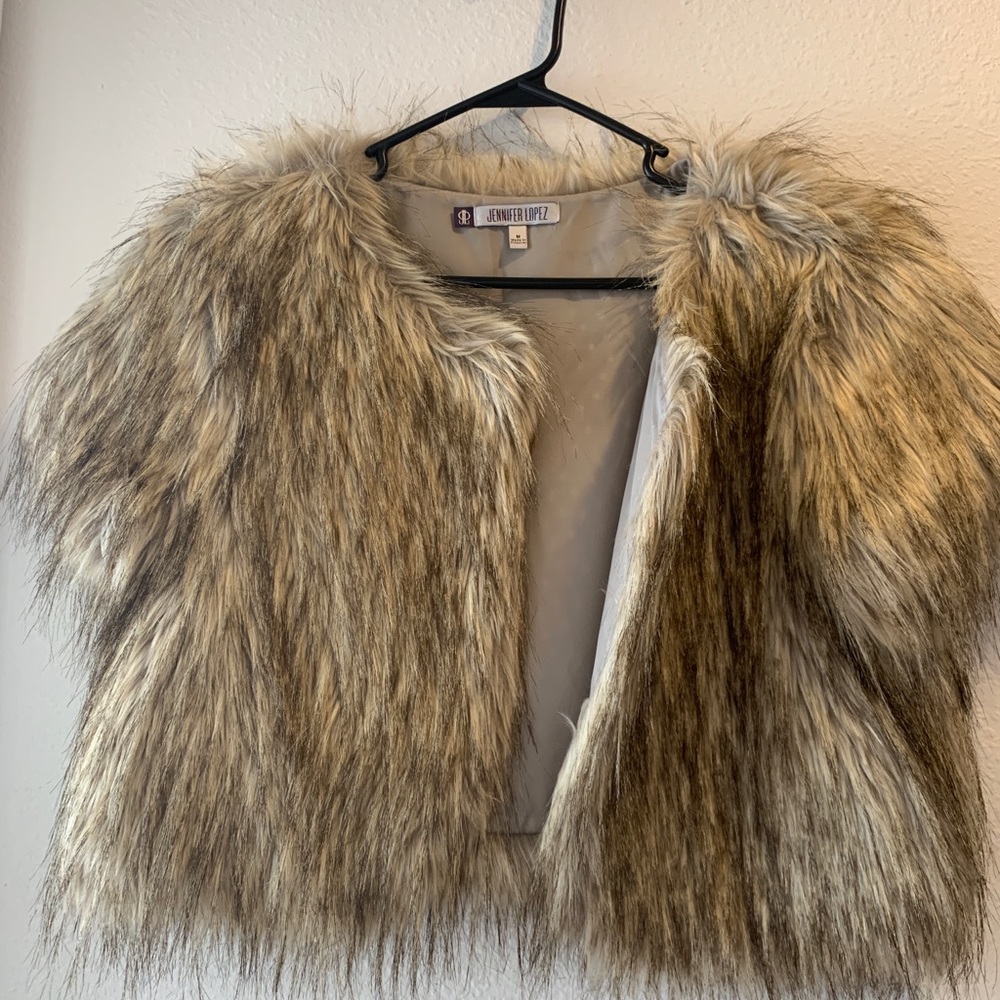 Jennifer Lopez Sleeveless Faux Fur
